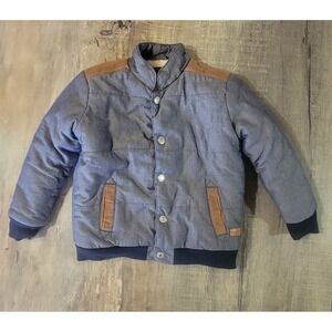 7 For All Mankind Bomber Jacket With Sherpa Lining Toddler 4T Snap Buttons Blue